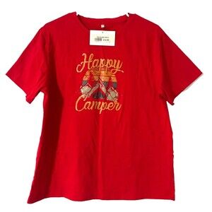 Happy Camper Camping T-shirt Men's 2XL Red Graphic Short Sleeve